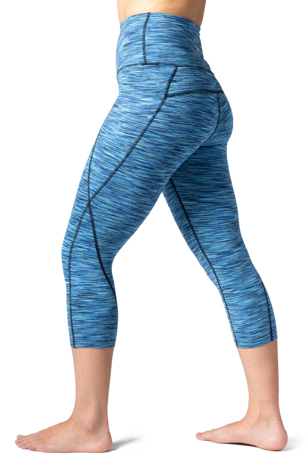 Daeful Ladies Capri Yoga Pants High Waist Plus Size Leggings Workout Skinny  Capris Length Faux Denim Pant Blue XL