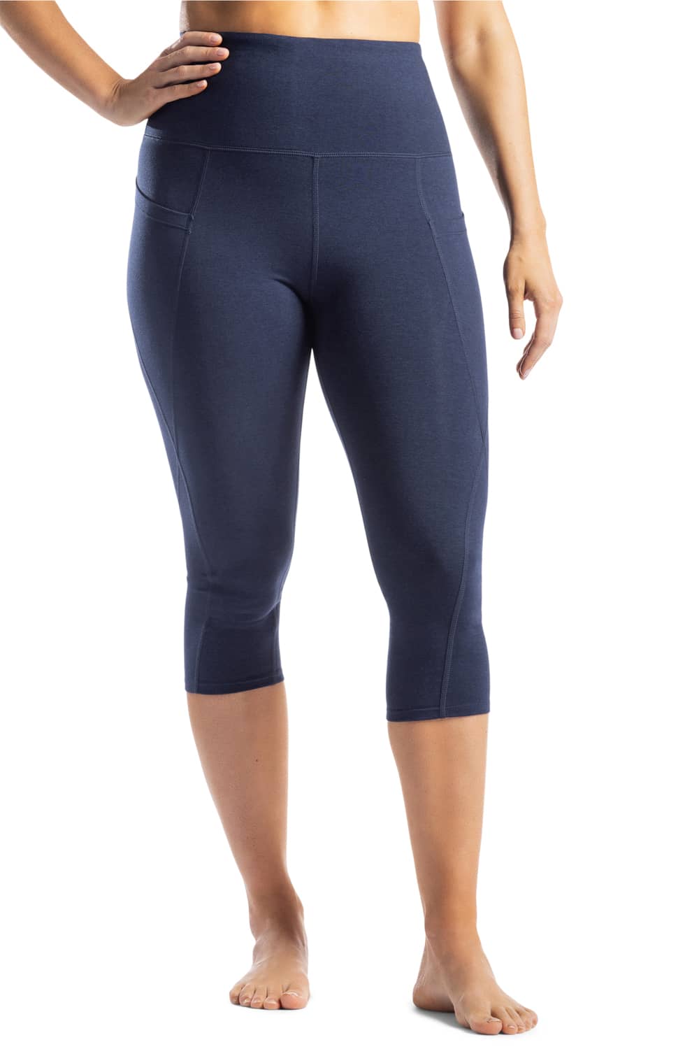YYDGH High Waisted Yoga Pants for Women with Pockets Capri Leggings for  Women Workout Leggings for Women Yoga Capris Navy Blue XL