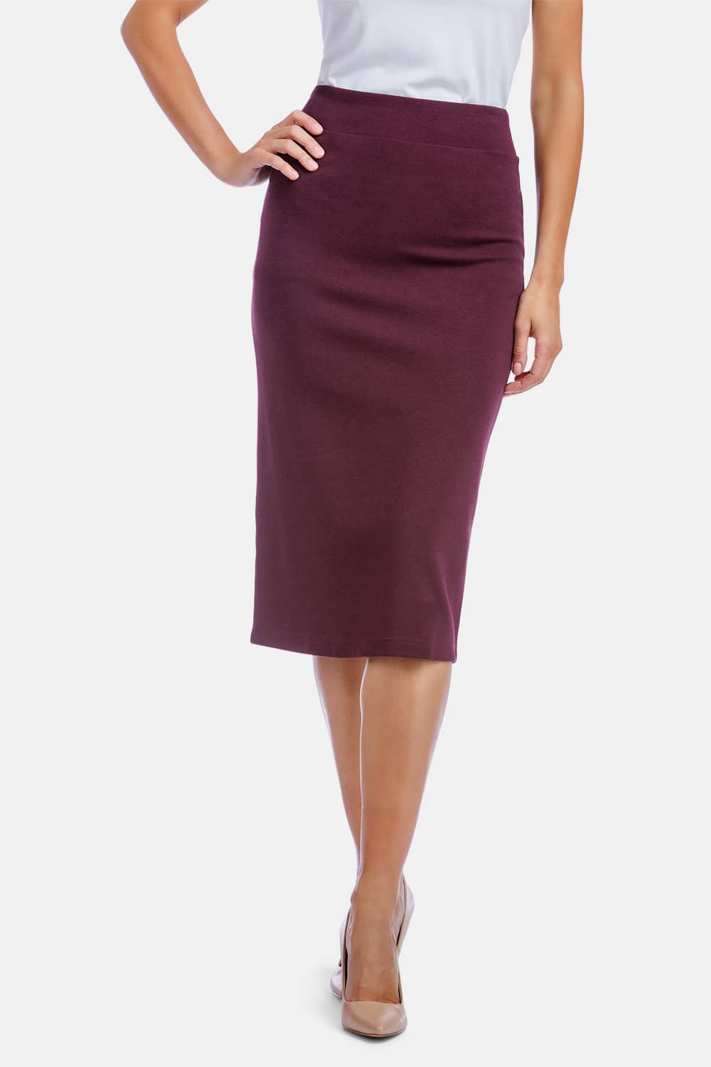 Women's Ponte Knit Midi Length Pencil Skirt Womens>Skirt Fishers Finery 