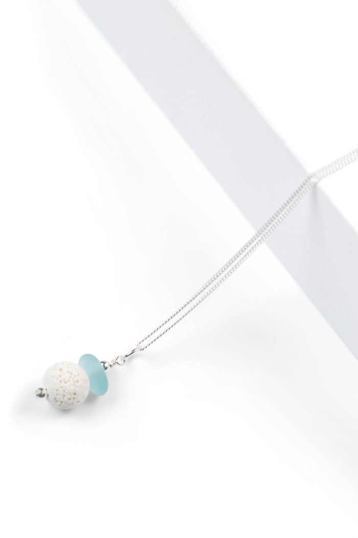 Sea Glass & Diffuser Necklace with Gift Box Womens>Accessories>Jewelry Fishers Finery Aqua