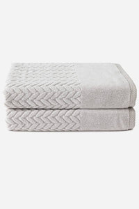 Texere 100% Organic Cotton Cable Knit Jacquard Towel Set Fishers Finery Light Taupe 2 Pack 