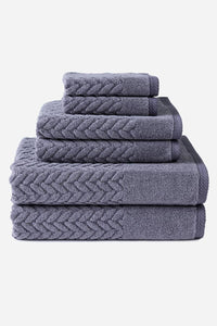 Texere 100% Organic Cotton Cable Knit Jacquard Towel Set Fishers Finery Excalibur 6 Pack 