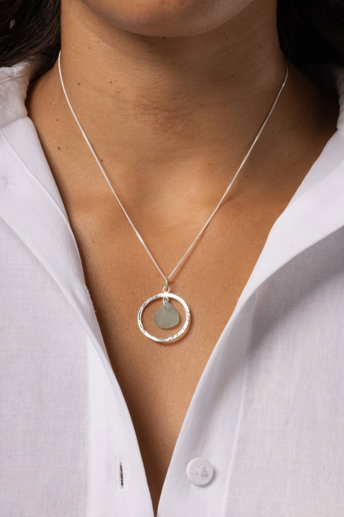 Karma Sea Glass Necklace with Gift Box Womens>Accessories>Jewelry Fishers Finery