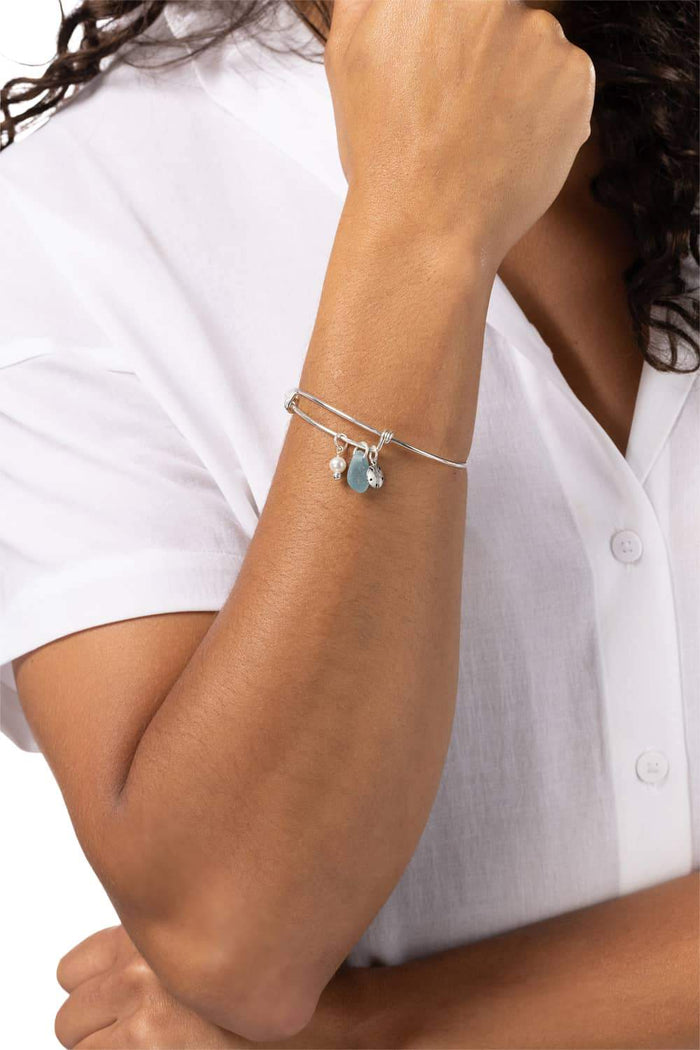 Adjustable Sea Glass Charm Bangle Bracelet with Gift Box Womens>Accessories>Jewelry Fishers Finery