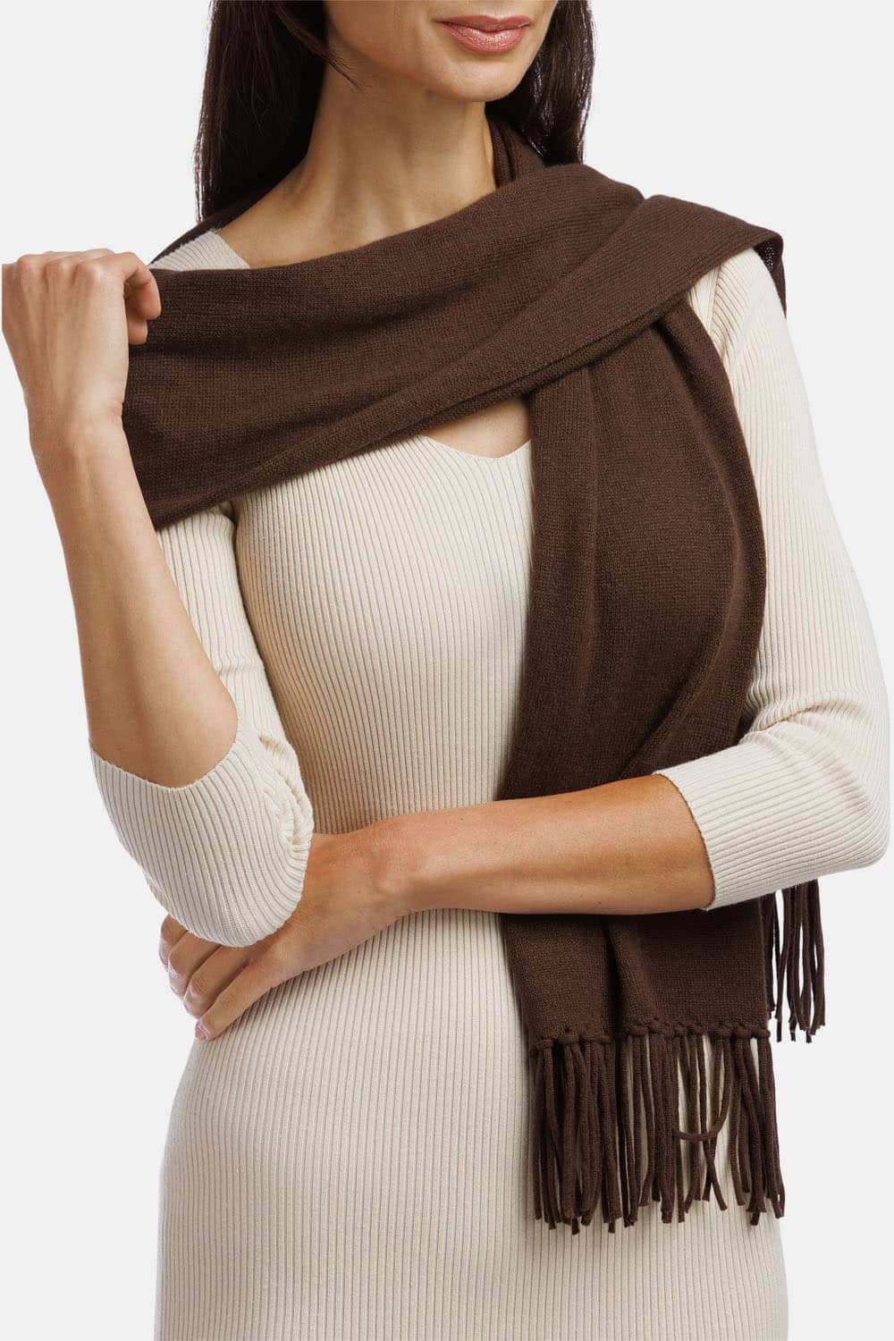 Women's 100% Pure Cashmere Knit Scarf with Fringe and Gift Box Womens>Accessories>Scarf Fishers Finery 