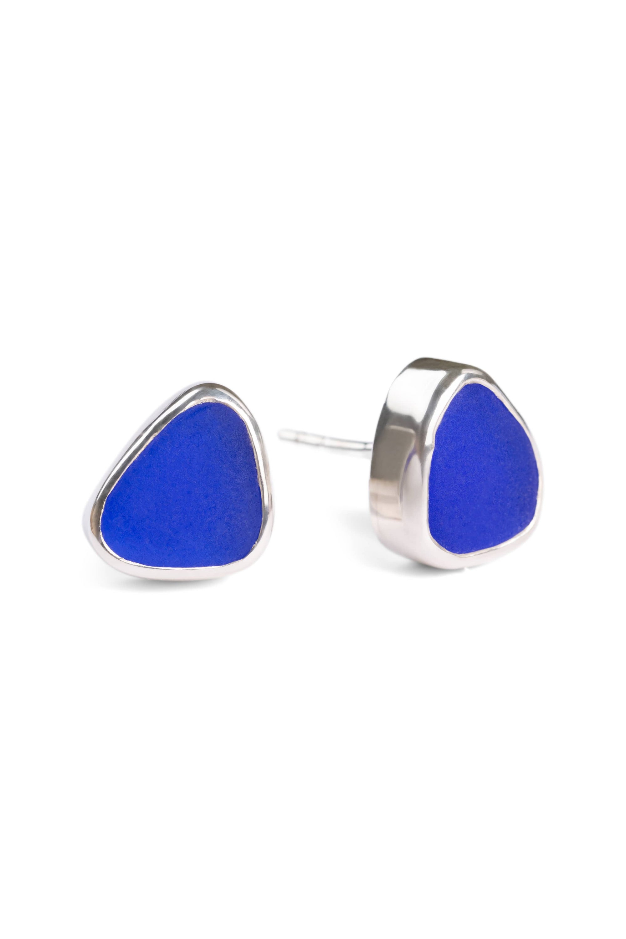 Sea Life Sea Glass Earrings Cobalt Blue