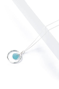 Karma Sea Glass Necklace with Gift Box Womens>Accessories>Jewelry Fishers Finery Aqua 