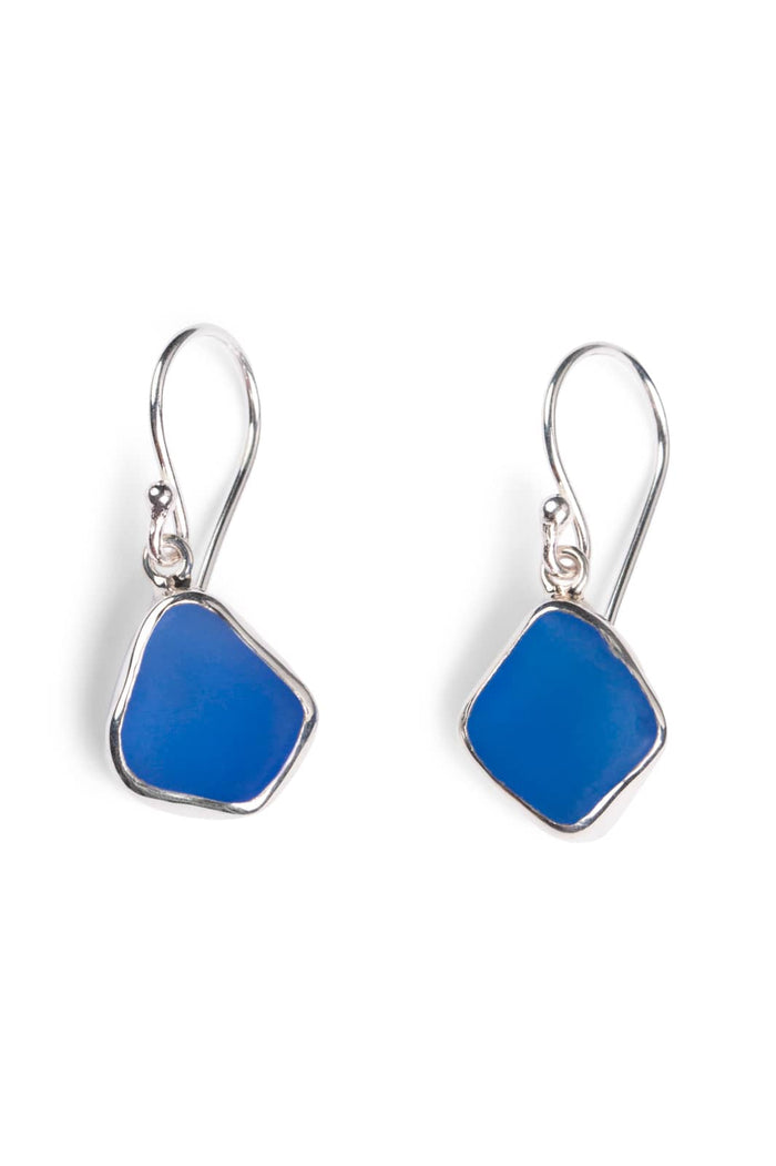 Bezel Sea Glass Set Earrings with Gift Box Womens>Accessories>Jewelry Fishers Finery Cobalt