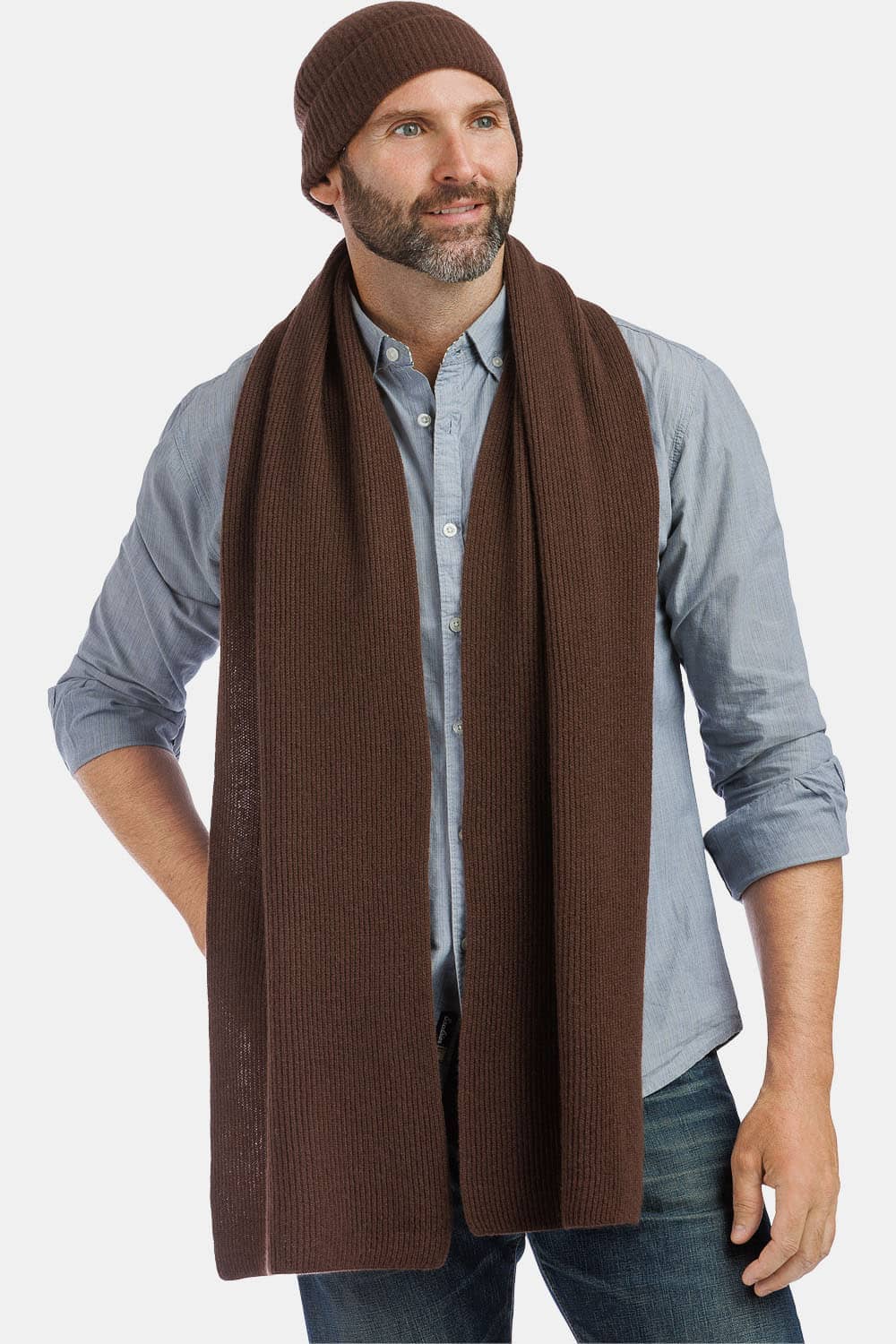 Fishers Finery Men's 100% Pure Cashmere Scarf, Warm and Comfortable (Black)  at  Men's Clothing store