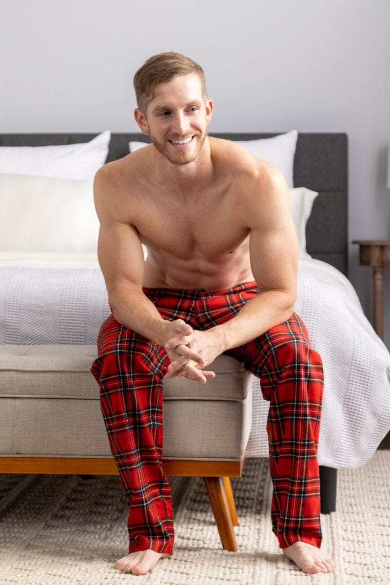 Relaxed Fit Pajama Pants - Green/plaid - Men