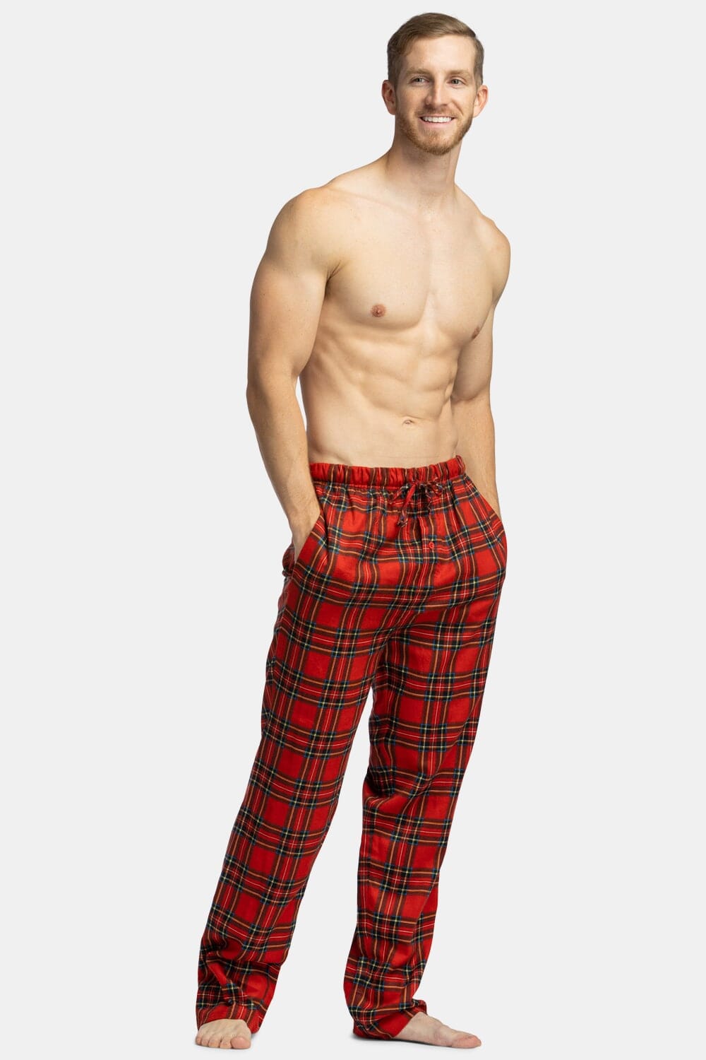 Plaid Print Pants Men's Casual Trousers Loose And Thin