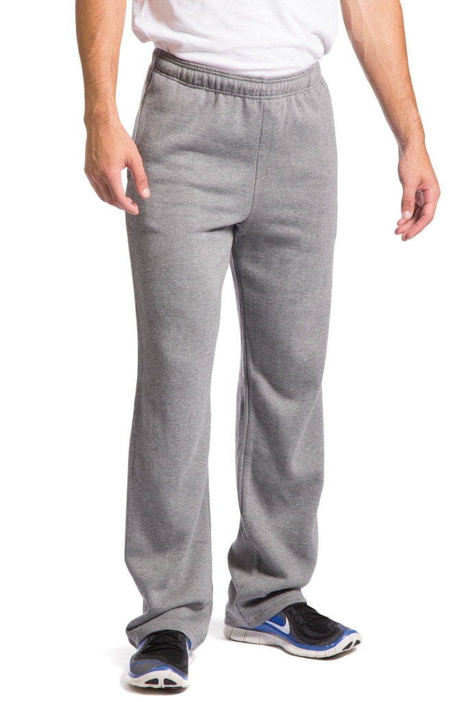 Men's Soft Fleece Lightweight Comfort Open Bottom Sweatpants Loungewear  w/Side Pockets 