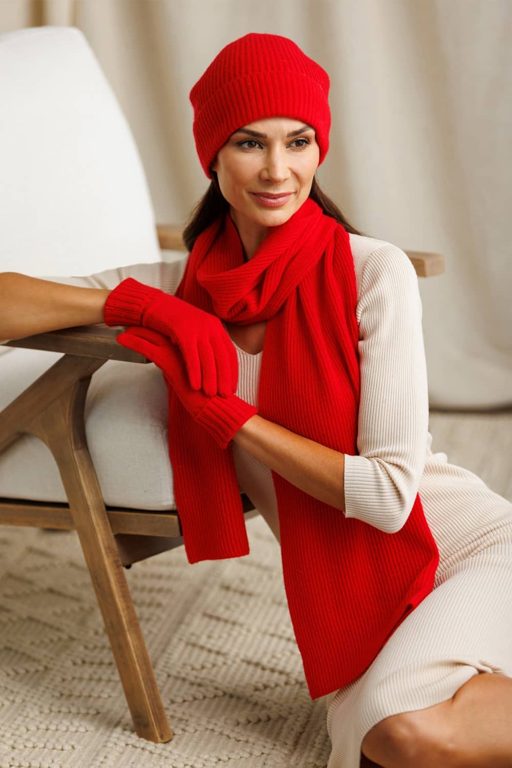 Women's 100% Pure Cashmere Gloves with Ribbed Cuff