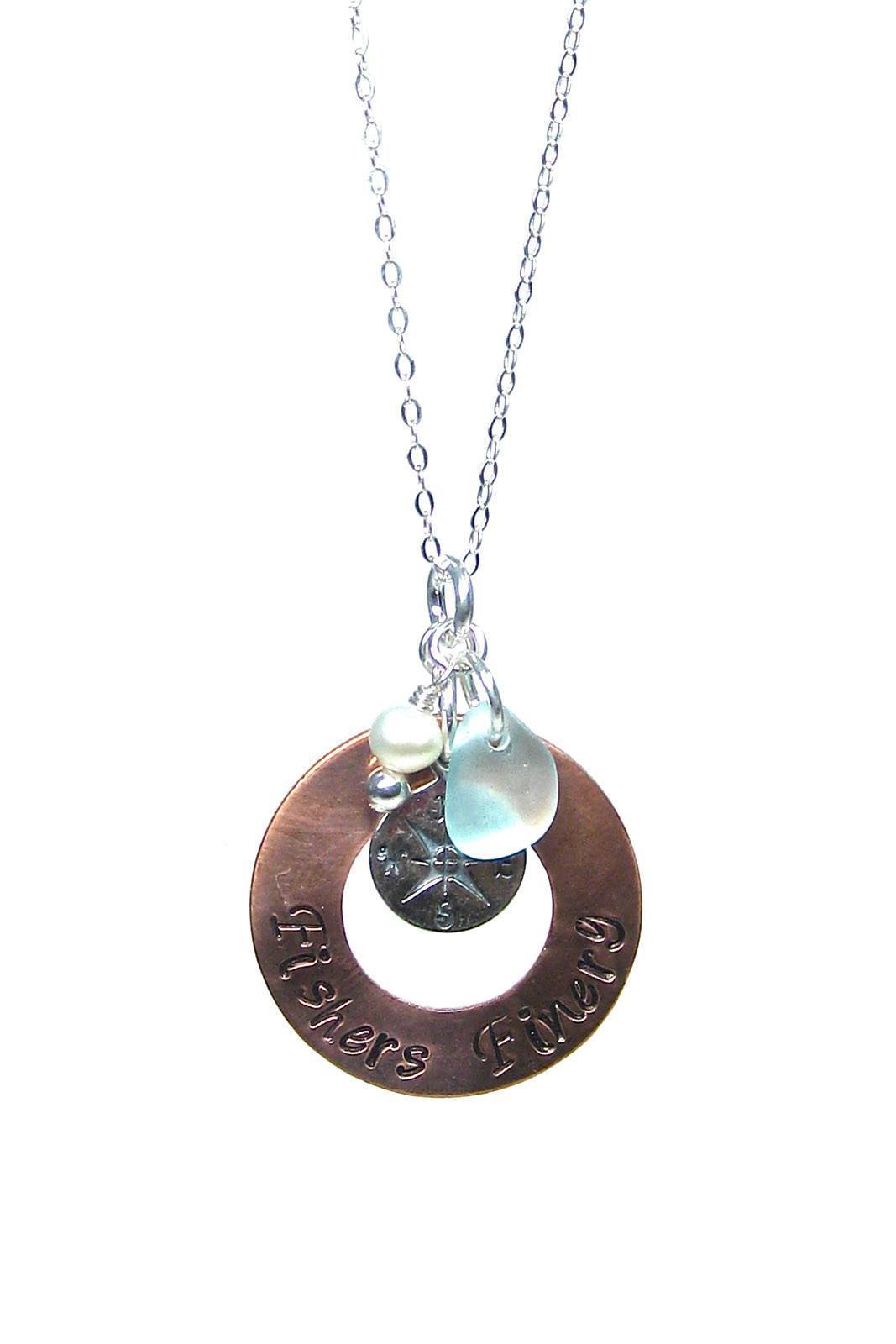 compass sea gear Sea Glass Jewelry | Pearl + Sterling Silver Pendants
