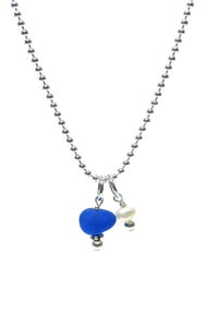 Sea Glass Charm & Pearl Necklace with Gift Box Womens>Accessories>Jewelry Fishers Finery Cobalt 