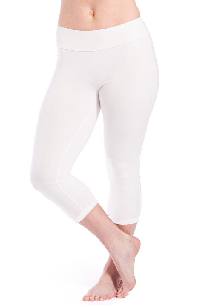 Cotton Yoga Capri Pants Women's Tummy Control Workout Leggings Non  See-Through Fabric - Skyblue - CZ11ZAQONWV